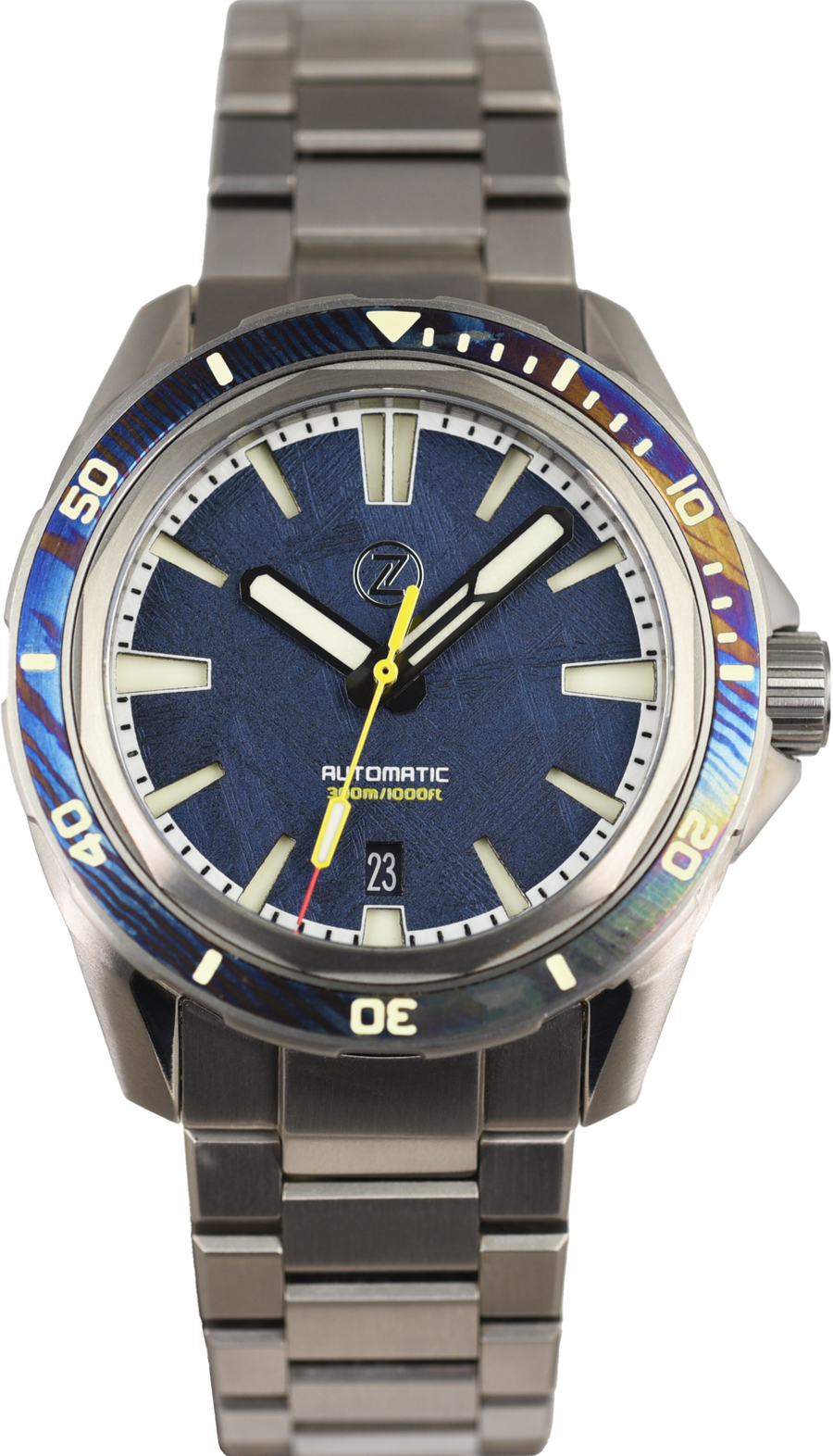 Zelos Swordfish Ti 42mm Blue Mete/TiDamascus (Pre-owned