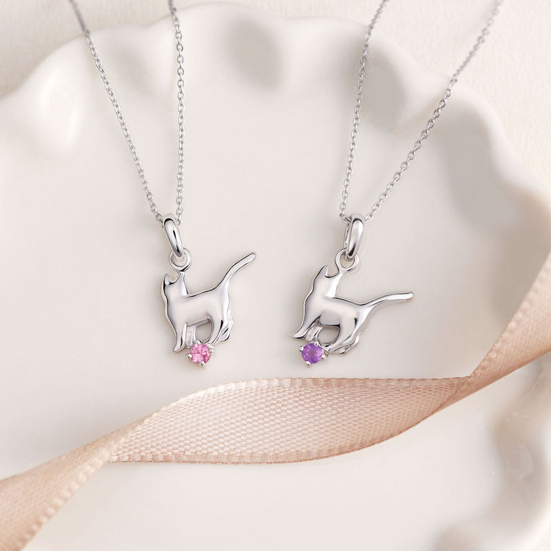 ネックレス レディース 猫 ネコ ねこ キャット 誕生石 ネックレス