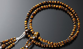 創価学会仏壇 SGI仏壇の金宝堂 高級天然石念珠【虎眼石】