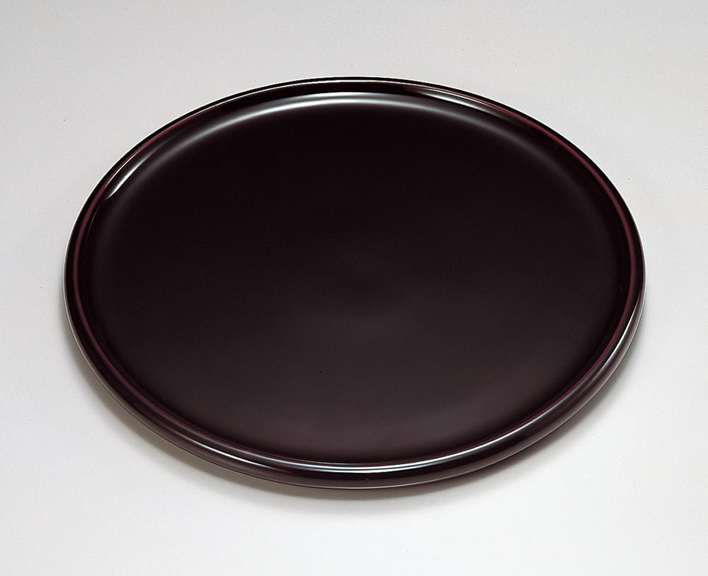 盆お盆・お膳-越前塗 溜塗（ためぬり）くり木地 9.0丸盆［1枚］ | 越前