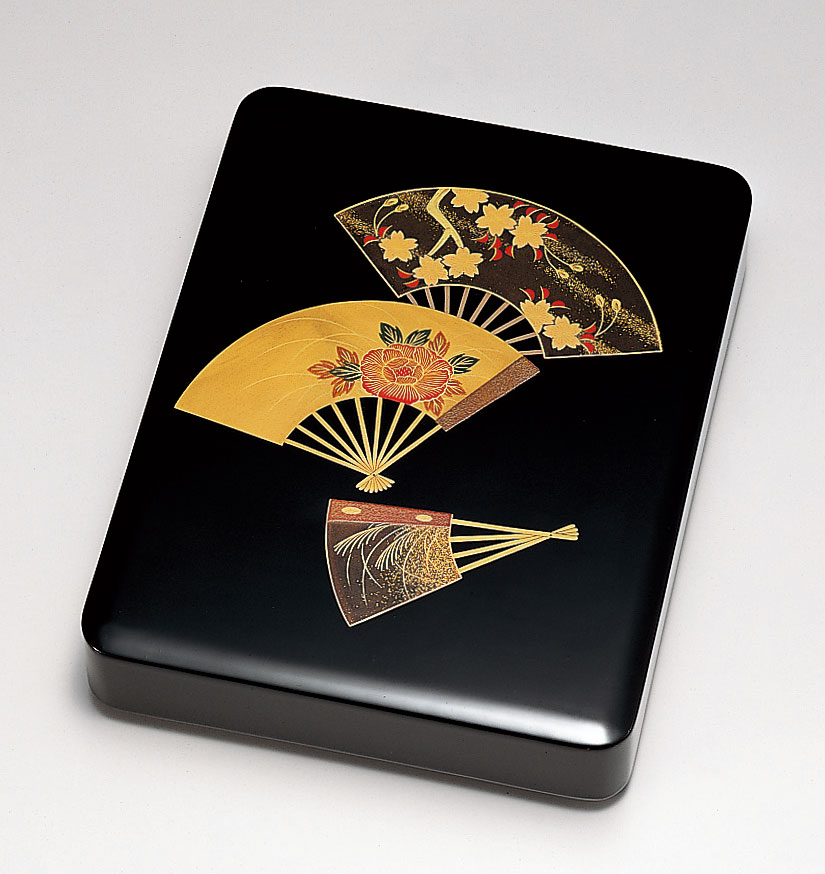 硯箱お筥-【手描き蒔絵・磨き蒔絵】扇面 硯箱［1個］ | 越前漆器粂治郎