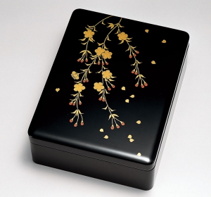 文庫・文筥お筥-【手描き蒔絵・磨き蒔絵】しだれ桜花 文庫［1個