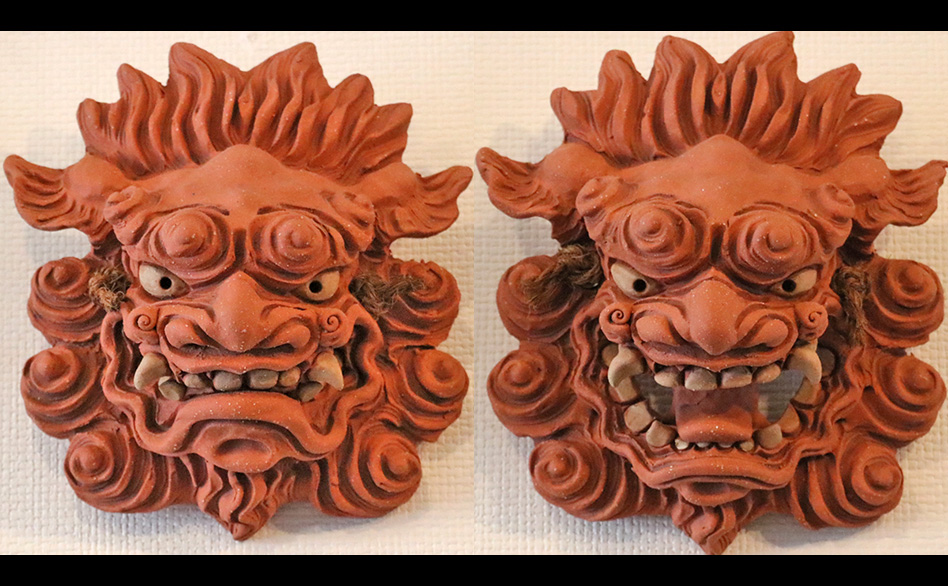 面シーサー（面獅子）ペア 作 アトリエR