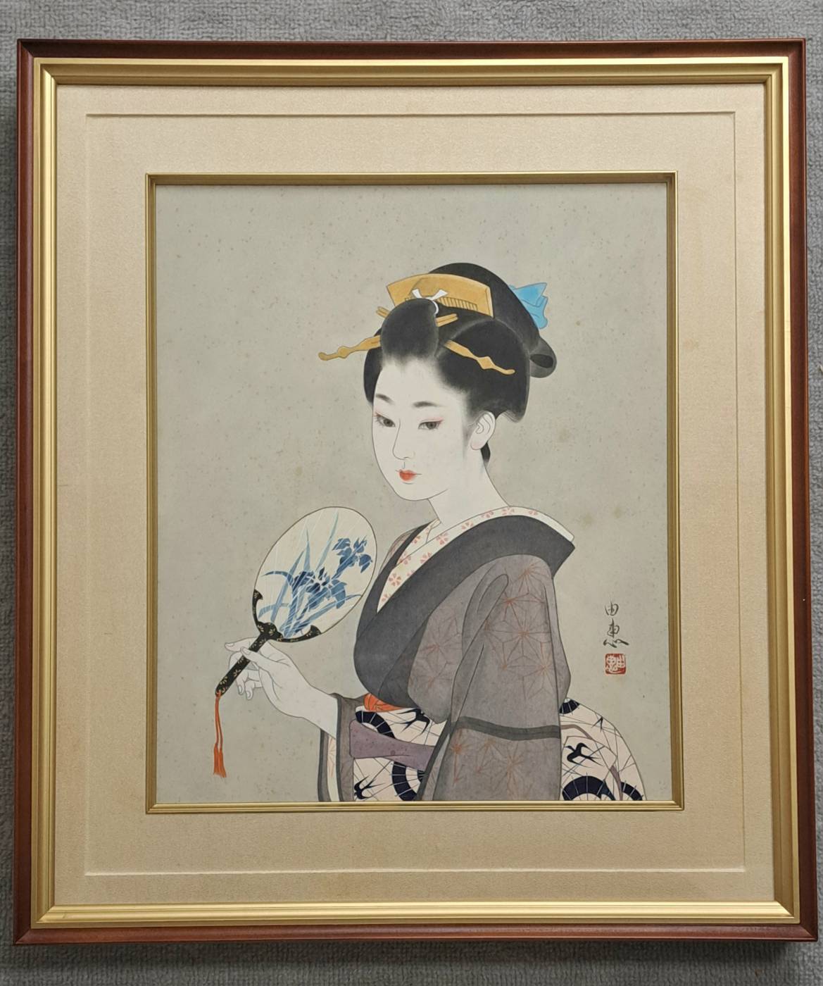 今野由恵 一枚の繪 日本画 F8号「うちわ」昭和63年の作品 | 新栄堂