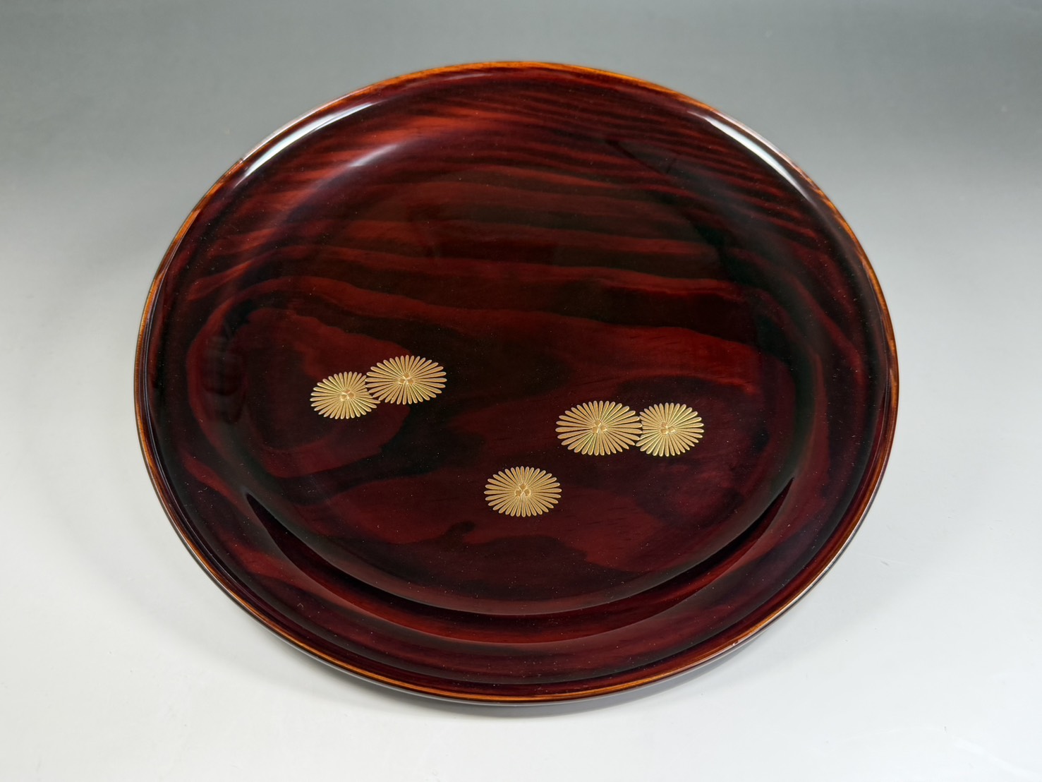 塗師 川端近左 造 唐松蒔絵 松ノ木溜塗青海盆 茶道具 | 新栄堂