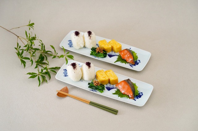 異人づくし長角皿 しん窯青花