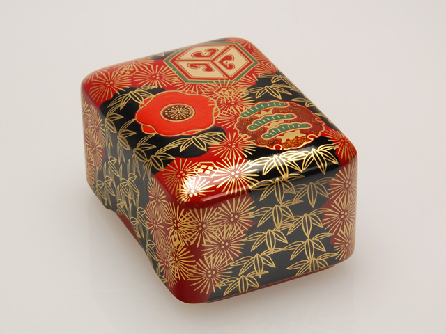 木製本漆塗 白木屋漆器店オンラインショップ＜本朱＞3.0かぶせ小箱 錦絵
