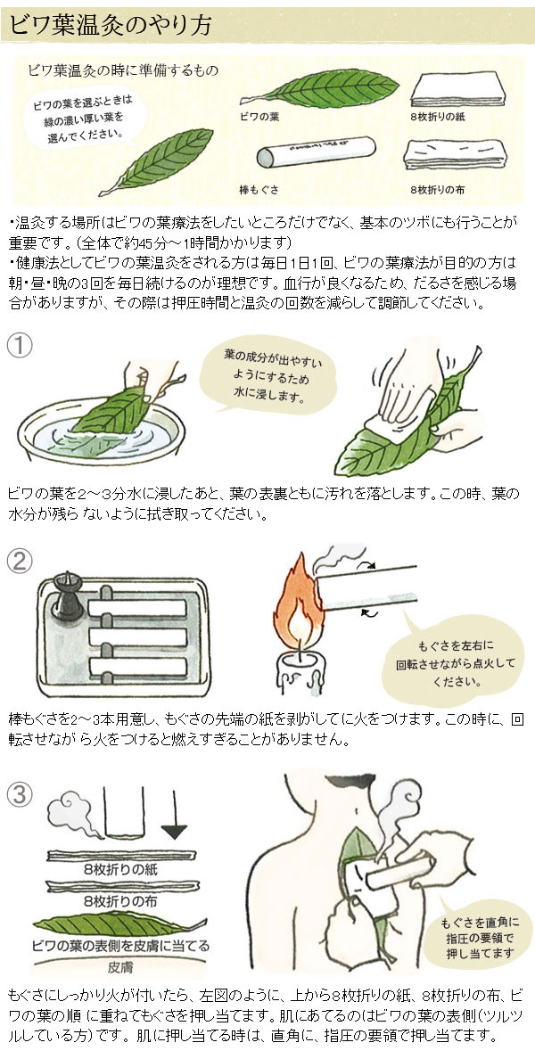 ビワ葉温灸用細棒もぐさ（12本入り）【三栄商会】