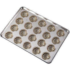 千代田金属工業 シリコン加工 貝型マドレーヌ型 天板 25ヶ取 - 調理