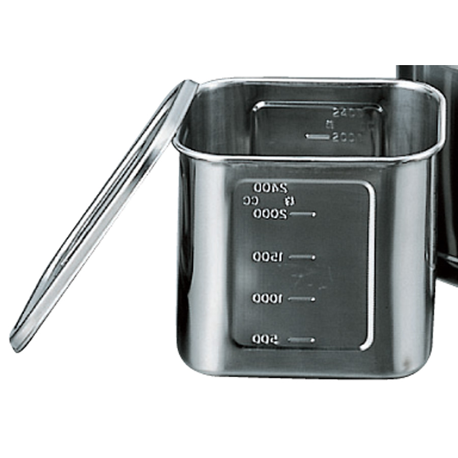 18-8 ステンレス 角型キッチンポット 目盛付 手無 16型 - 調理器具の