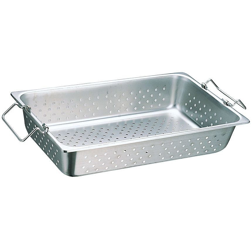 スギコ 18-8 ステンレス ハンドル付 穴明ホテルパン 1/1サイズ SH