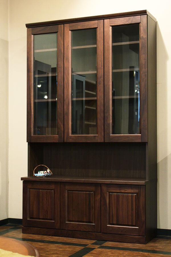 ウォールナット無垢扉付き耐震仕様フリーボード・幅80、120【書斎家具