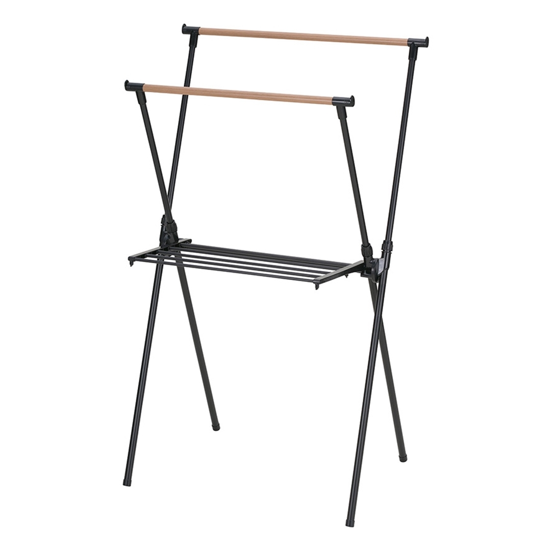 デザイン室内物干しX型 ブラック: 日用品