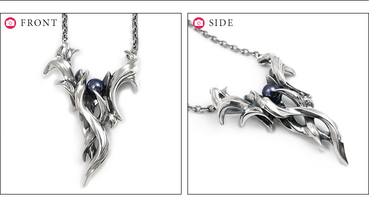 Dice】ブラックパール×シルバーペンダント [DT-486]