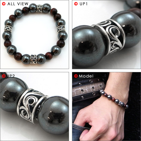 パワーストーン】ヘマタイト×レッドタイガーアイ×シルバーブレスレット