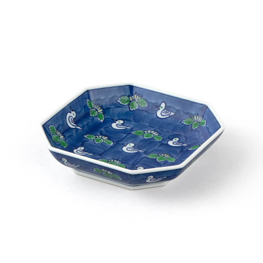 染錦水鳥図 銘々方皿 ｜ 有田焼の源右衛門窯公式オンラインショップ