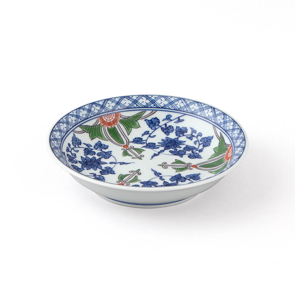 染錦三方割唐草 銘々皿 ｜ 有田焼の源右衛門窯公式オンラインショップ