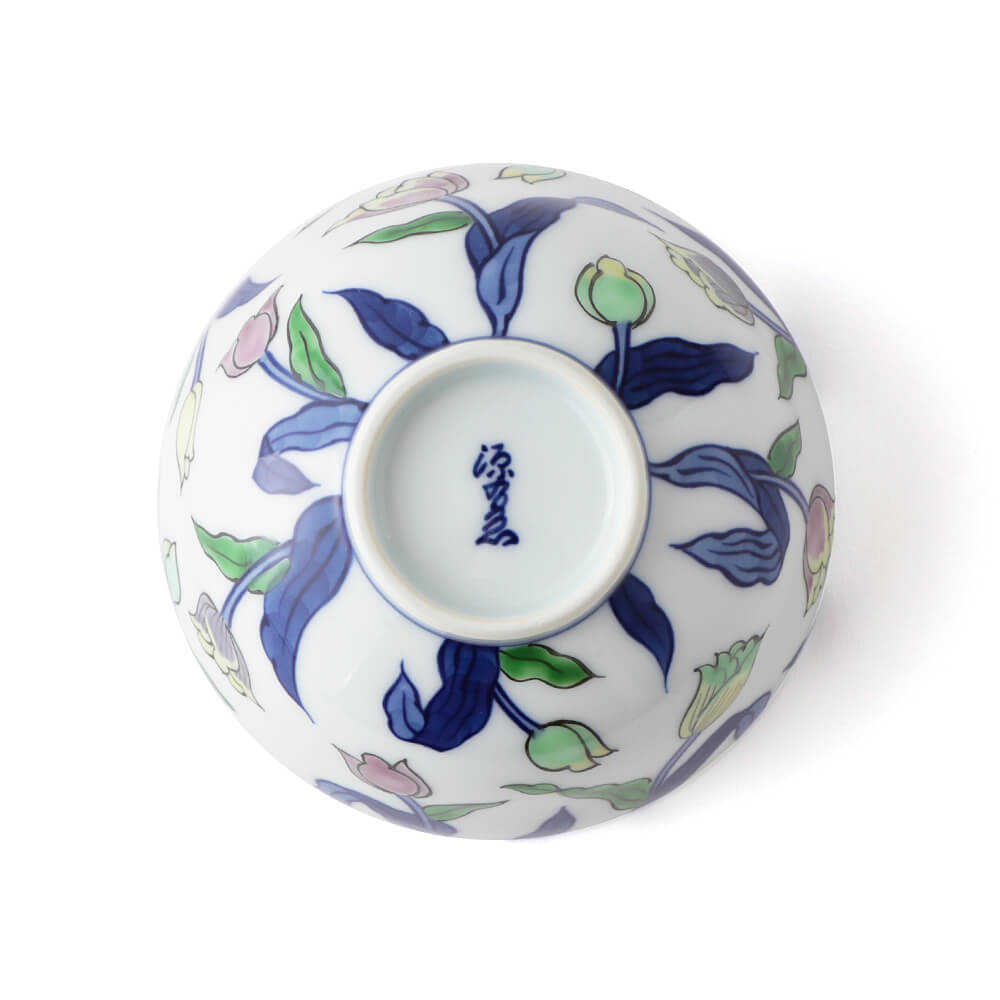 染錦チューリップ（紫） 飯碗 ｜ 有田焼の源右衛門窯公式オンライン