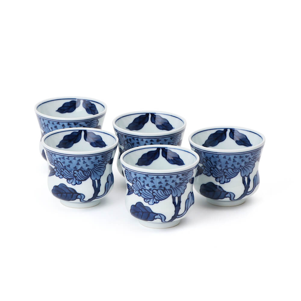 染付向日葵 湯呑揃 ｜ 有田焼の源右衛門窯公式オンラインショップ