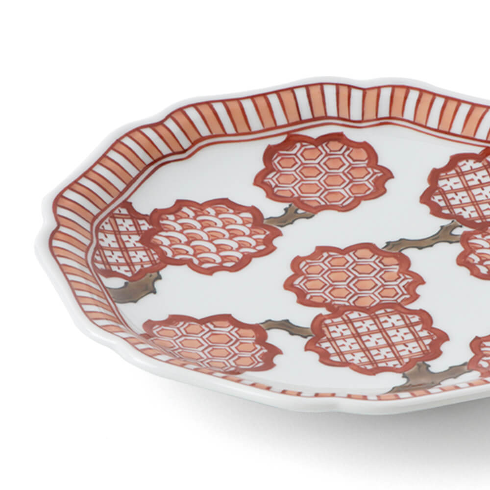 赤絵桜地紋 銘々皿 ｜ 有田焼の源右衛門窯公式オンラインショップ