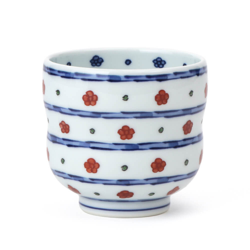 染錦赤梅小紋割 湯呑 ｜ 有田焼の源右衛門窯公式オンラインショップ