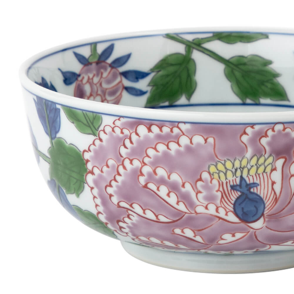 染錦紫牡丹絵 麺鉢 ｜ 有田焼の源右衛門窯公式オンラインショップ