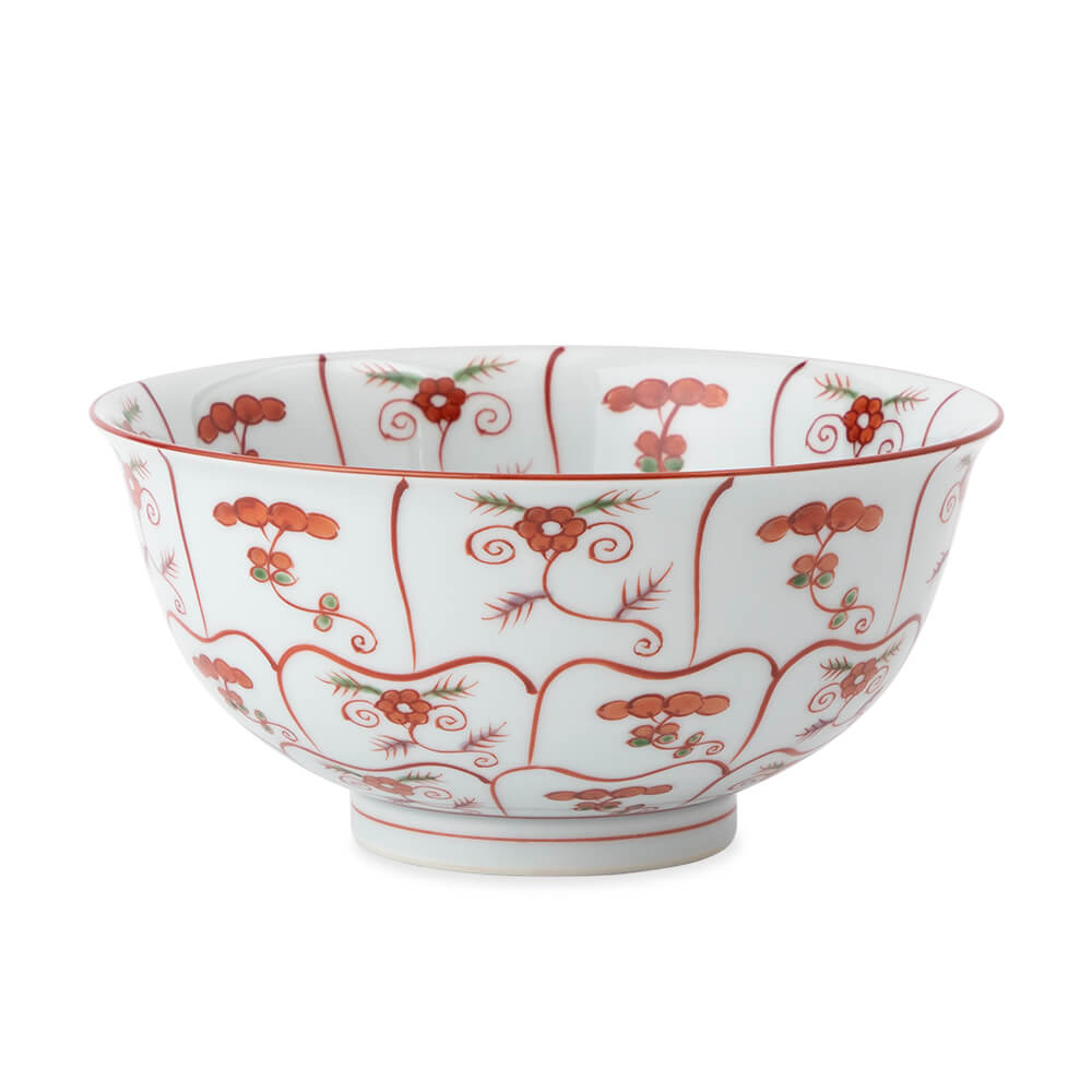 赤絵なずな紋 麺鉢 ｜ 有田焼の源右衛門窯公式オンラインショップ