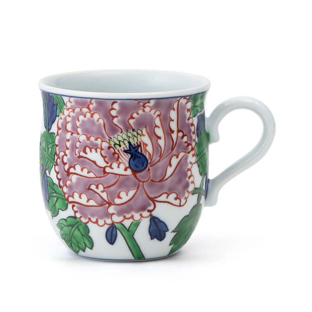 染錦紫牡丹絵 マグカップ ｜ 有田焼の源右衛門窯公式オンラインショップ