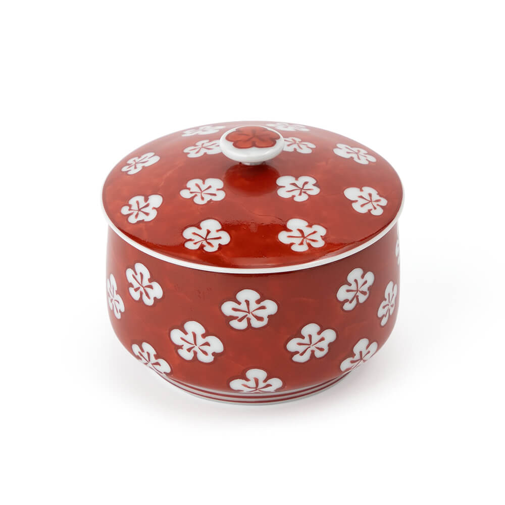 赤絵梅紋 (香物入) 蓋物 ｜ 有田焼の源右衛門窯公式オンラインショップ