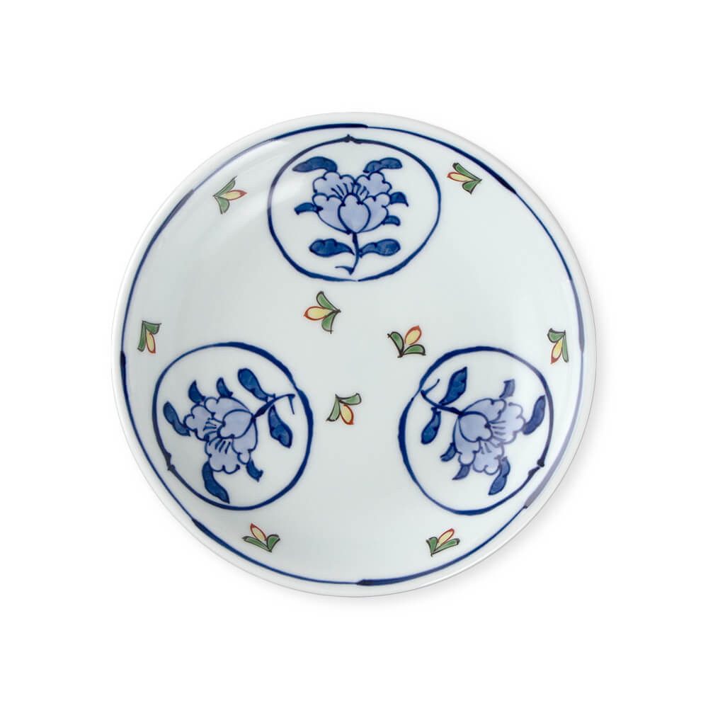 染錦牡丹丸紋（青） 銘々皿 ｜ 有田焼の源右衛門窯公式オンラインショップ