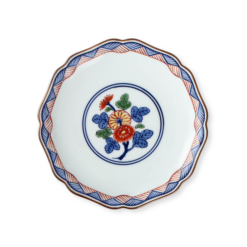 染錦菊見込 銘々皿（花型） ｜ 有田焼の源右衛門窯公式オンラインショップ