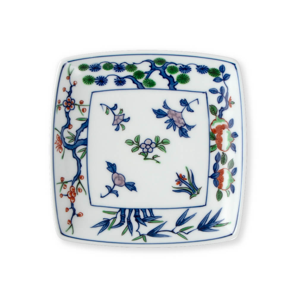 染錦四君子 銘々皿（角型） ｜ 有田焼の源右衛門窯公式オンラインショップ