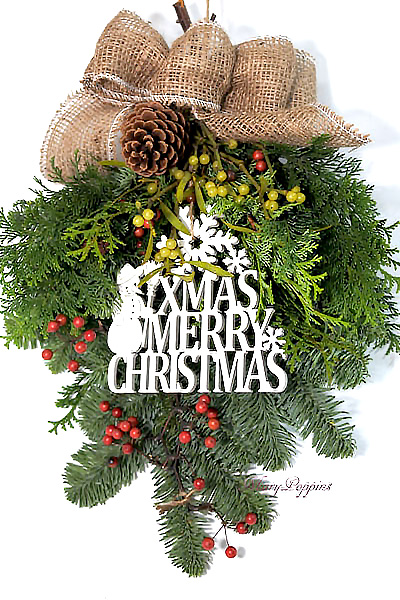 やどり木と樅のクリスマス・スワッグ｜フラワーギフトMaryPoppins