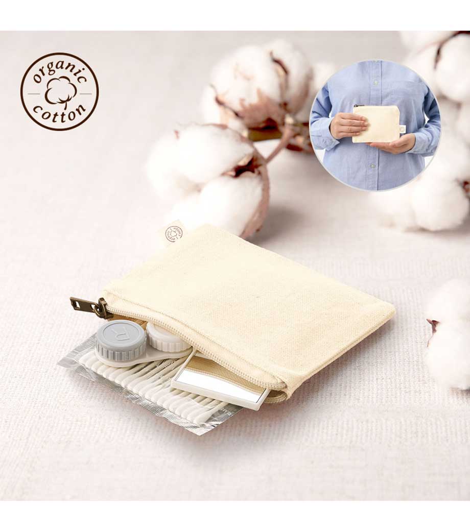 オーガニックコットンキャンバスフラットポーチ(SS)｜最安値￥165