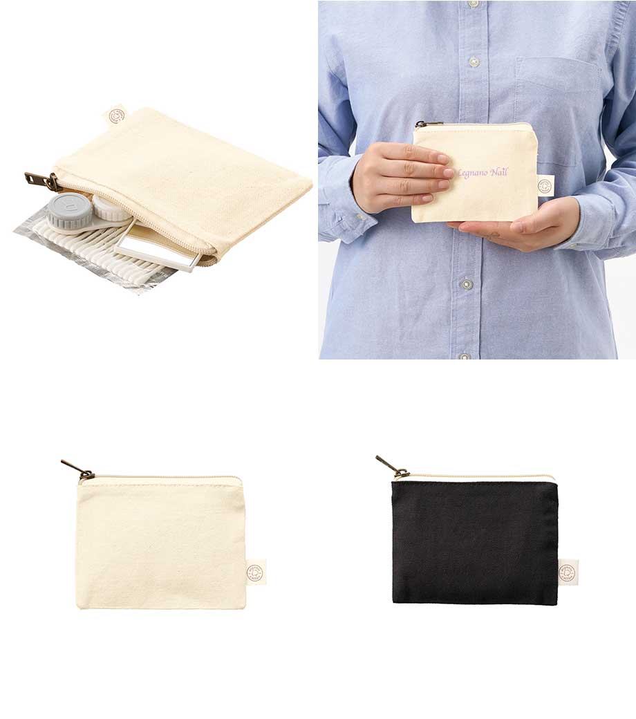 オーガニックコットンキャンバスフラットポーチ(SS)｜最安値￥165