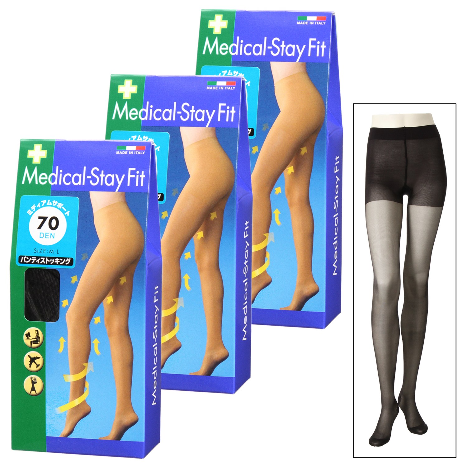 メディカルステイフィット 段階式着圧 70デニール ストッキング同色