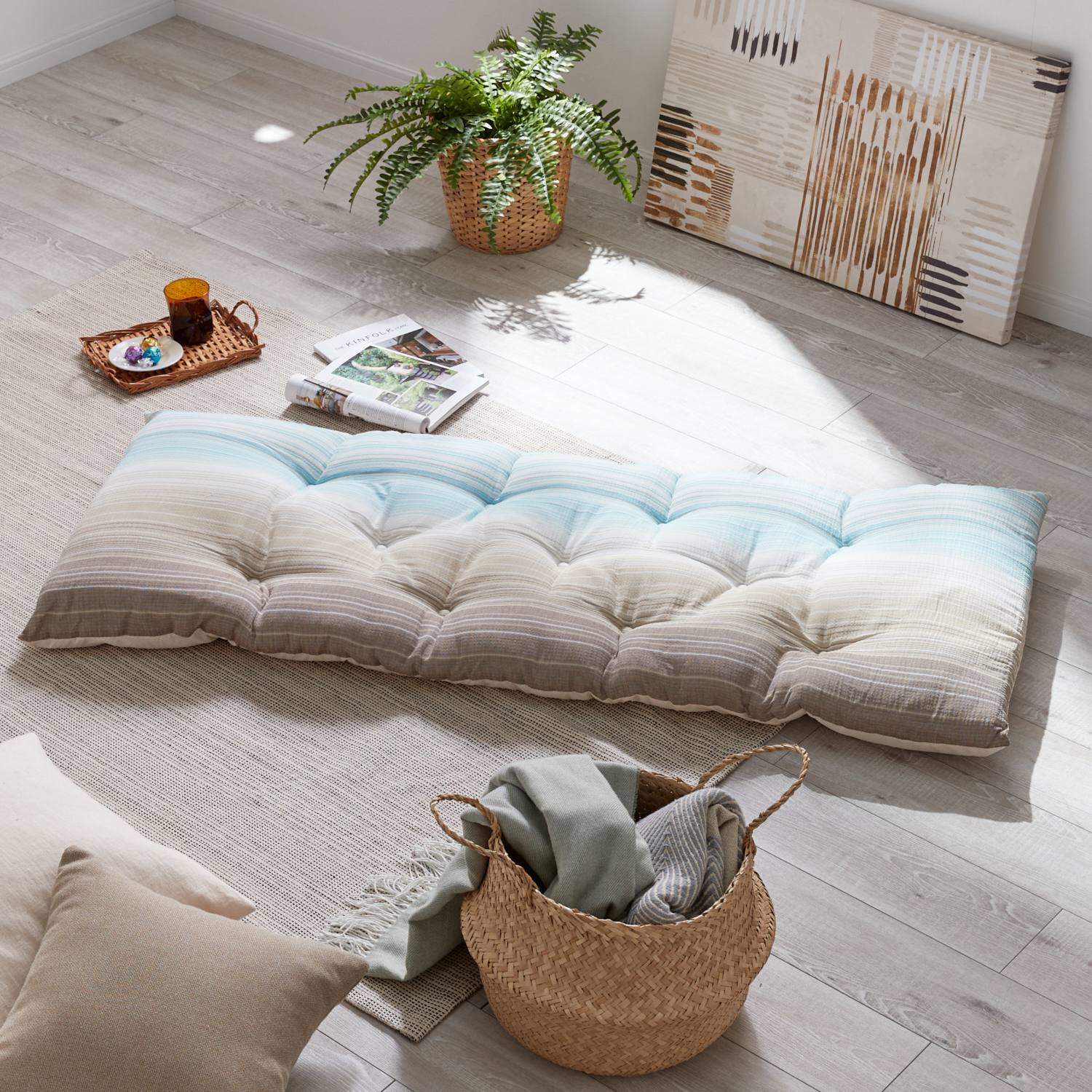 モリリン しゃりっと涼感 綿しじら織 ごろ寝座布団- ショップチャンネル