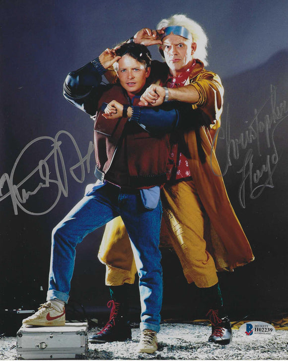 Michael J Fox and Christopher Lloyd 10x8 signed in Silver With