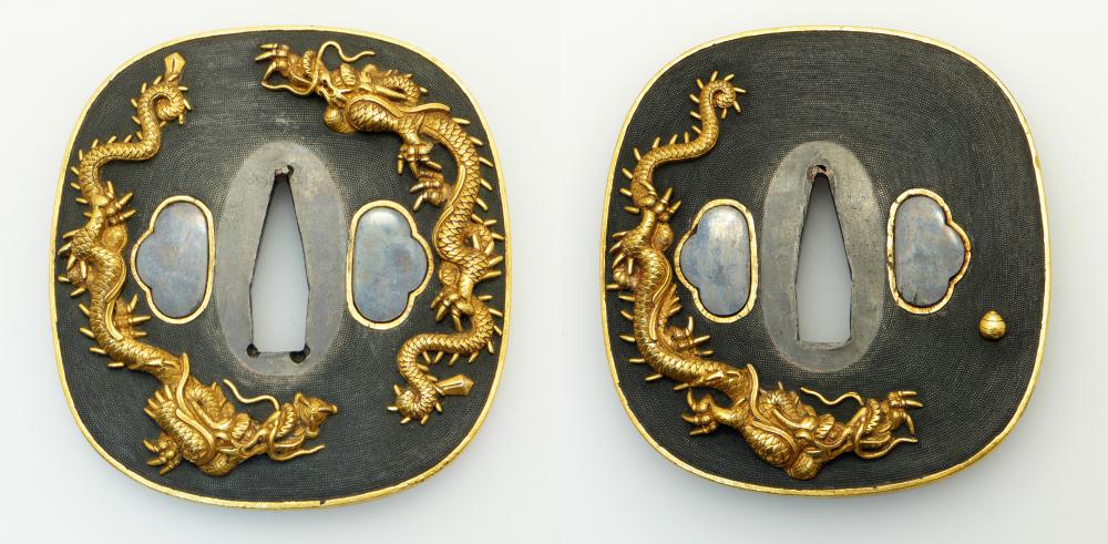 時代物後藤仙乗作鍔鐔波龍図刀装具