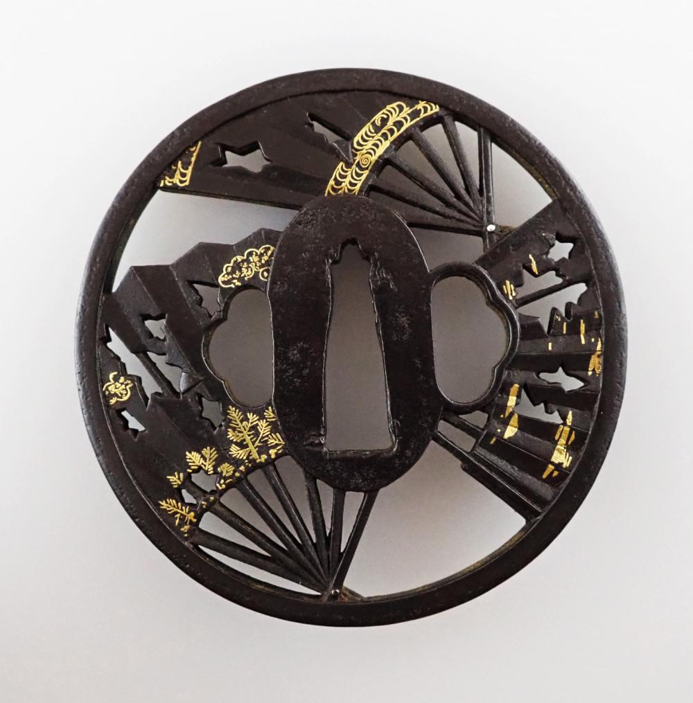 鐔 武州住正方 破扇透 / Tsuba Bushu jyu Masakata Yabure Ogi Sukashi