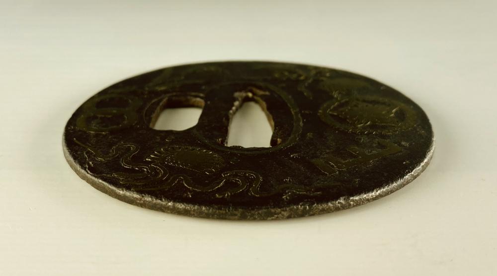 鐔 無銘 平安城象嵌 文様散図 / Tsuba Mumei Heianjyozogan - 勝武堂