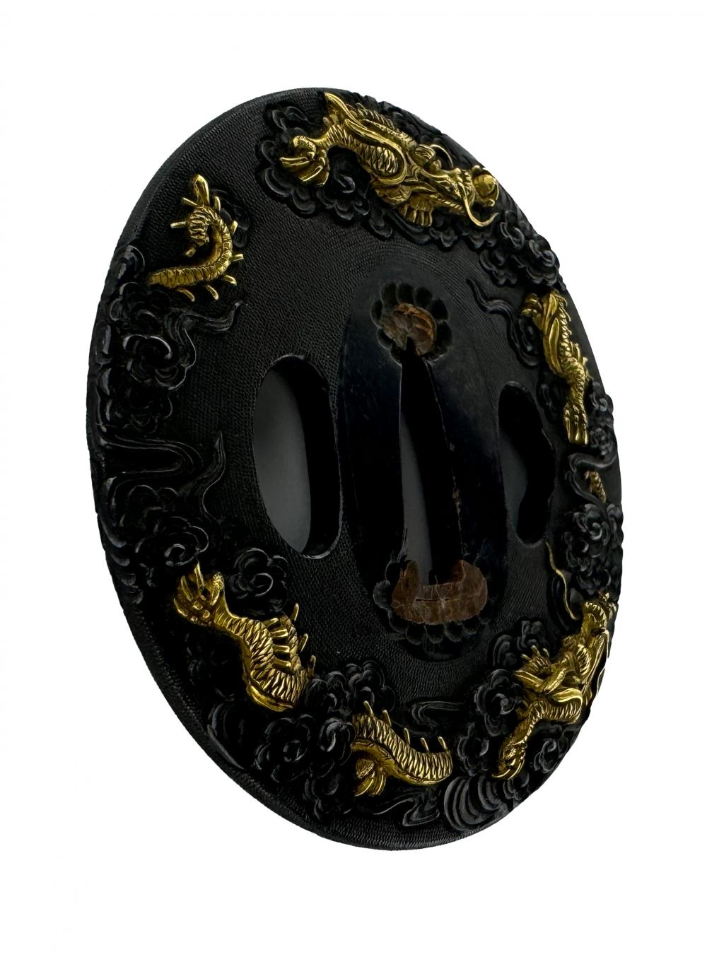 鐔 無銘 京金工 二疋雲龍図 / Tsuab Mumei Kyokinko - 勝武堂 【創業