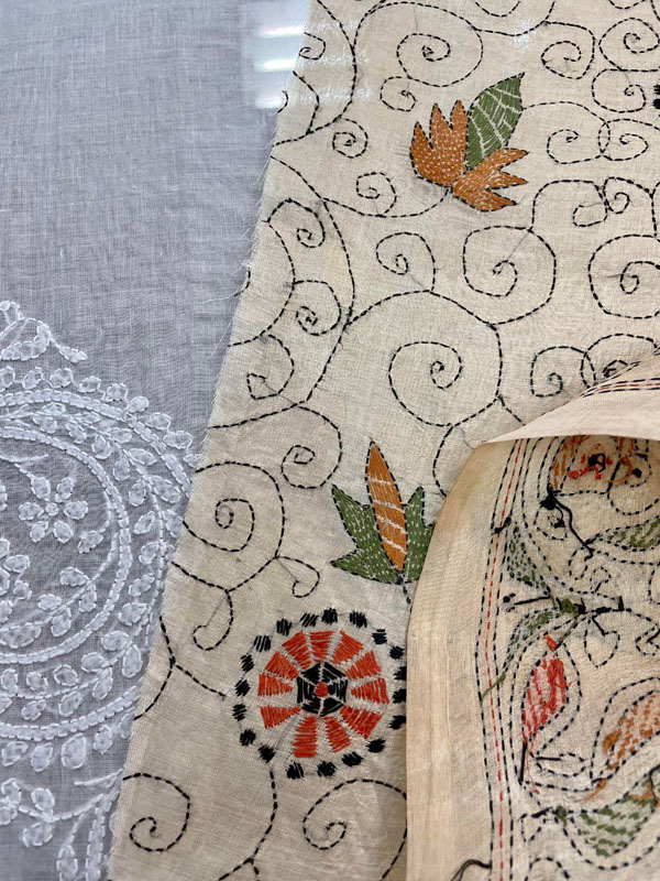 超希少 インド カンタ刺繍サリー BL 超希少 インド カンタ刺繍サリー