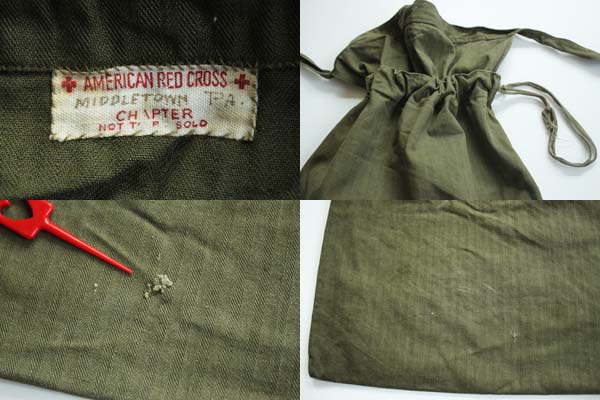 40s AMERICAN RED CROSS HBT ヘリンボーンツイル エプロン バッグ