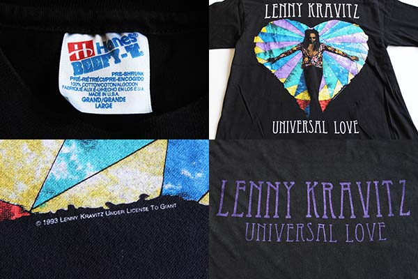 90s USA製 Hanes LENNY KRAVITZレニー クラヴィッツ Tシャツ L
