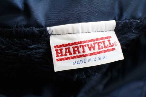 90s USA製 HARTWELL 無地 ボアライナー ナイロン コーチジャケット 紺