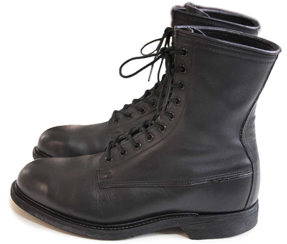 90s 米軍 10ホール スチールトゥ レザー コンバットブーツ 黒 9W