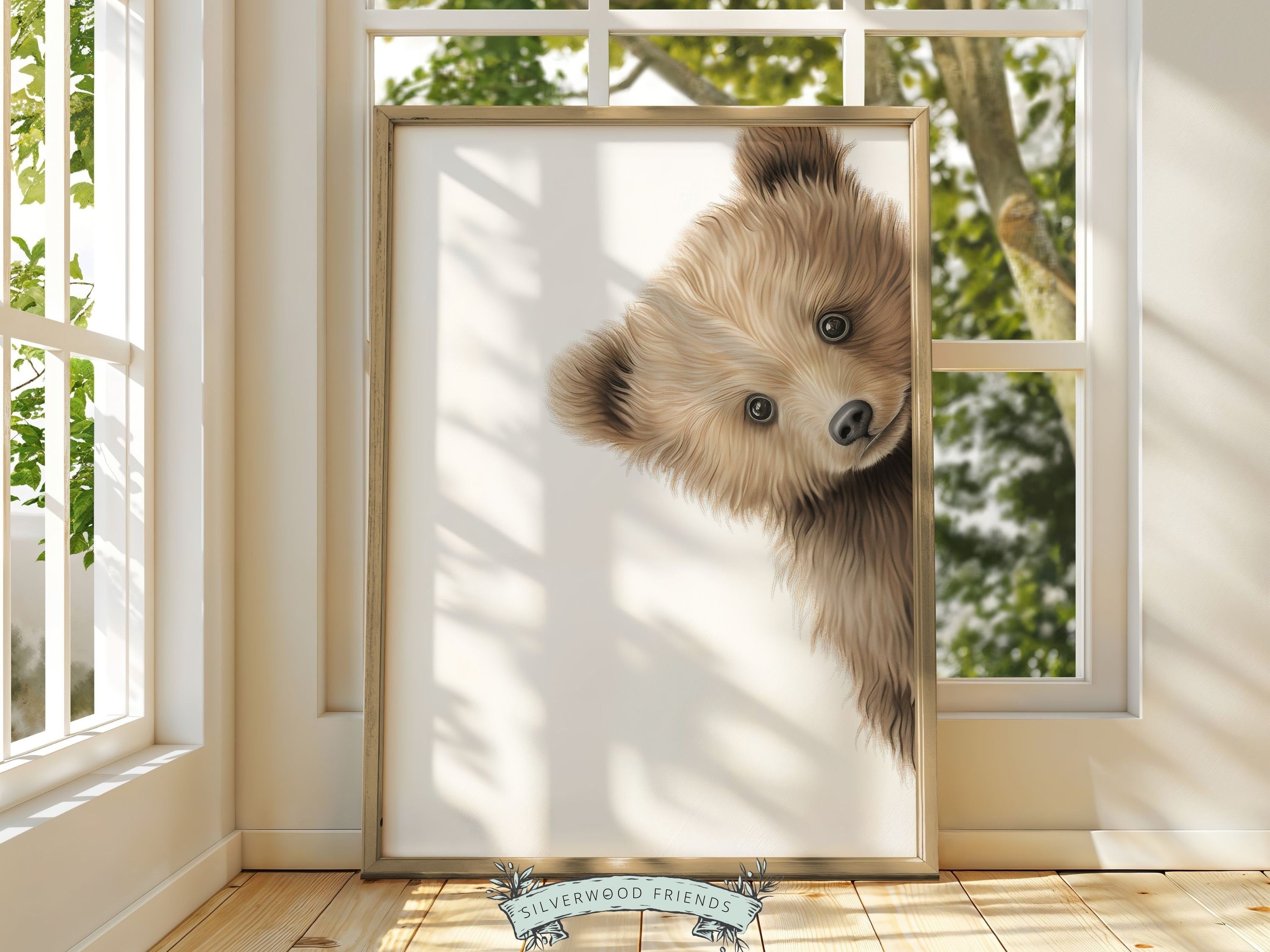 Peeking Bear Nursery Print – Silverwood Friends