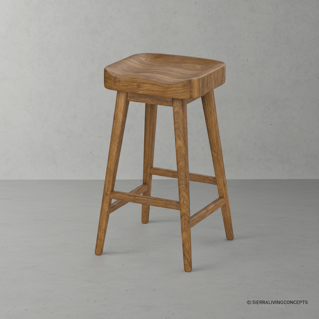 Seldovia Mid-Century Rustic Solid Wood Bar Stool