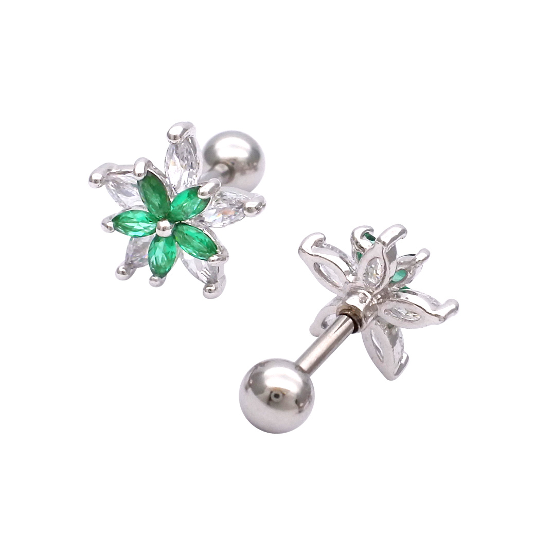 16G］重なった花びらが可愛い♪爽やかシルバー フラワー キュービック